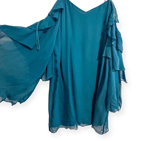 Haute‎ Hippie Finale Cold-Shoulder Ruffled Silk Mini Dress, Size 4, NWT - Picture 4 of 16